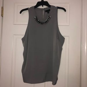 Worthington Silky Dress Top Gem Detail, Gray, XL